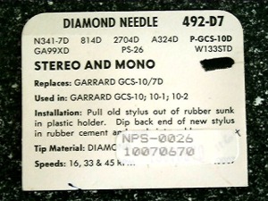 Garrard stylus replacement GCS-10/7D